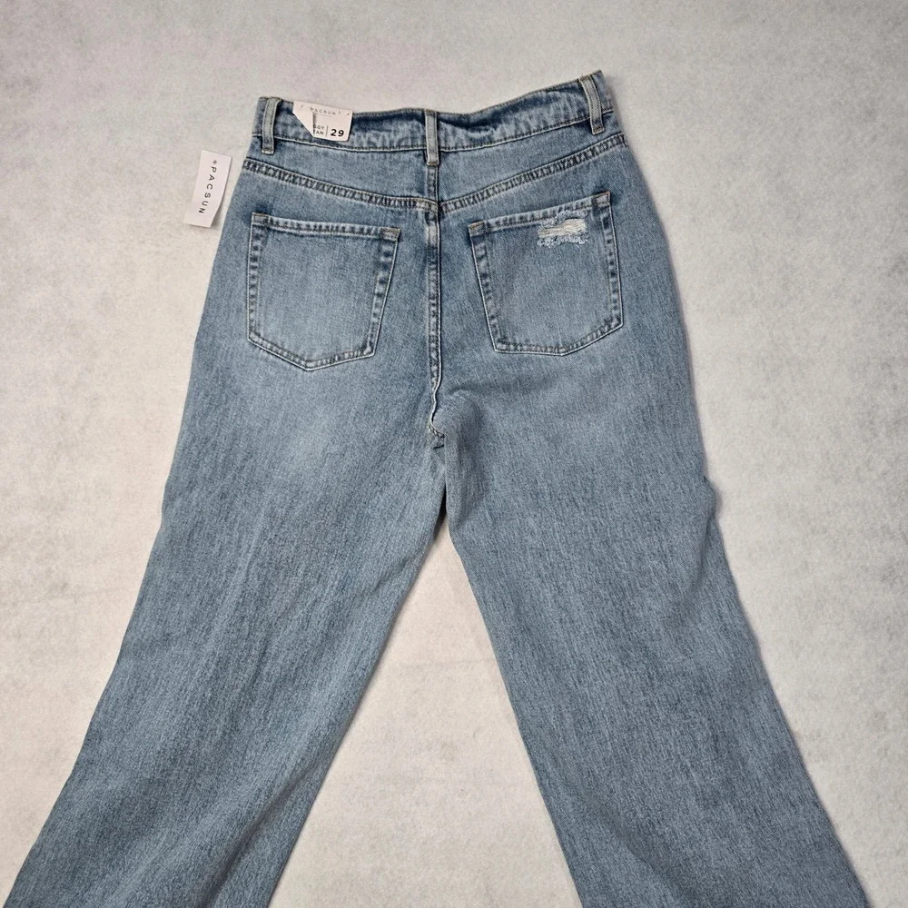 PacSun Baggy Jeans Kia Wash Distressed Ripped High Waisted Blue Denim 29